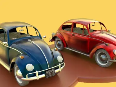 Wolkswagen beetles pack Low-poly 3D model