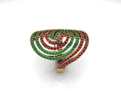 Luxury ruby emerald ring design 3D print model