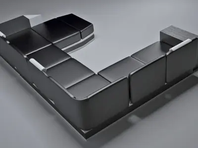 U-shape Sofa 90s style 3D model