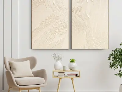 Plaster Two Photo Frame E-17 Low-poly 3D model