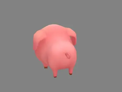 Cartoon piggy - fat pig Low-poly 3D model