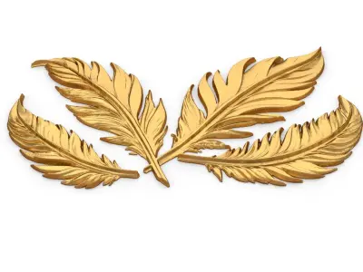 feather decor set wall mural 02 3D model