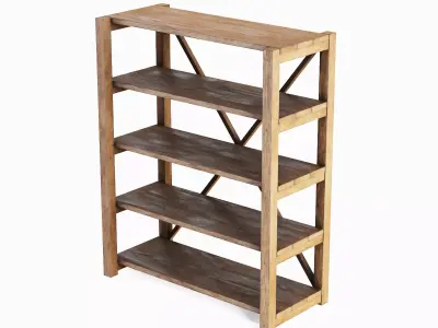 Wide Pottery Shelf B 05 Low-poly 3D model