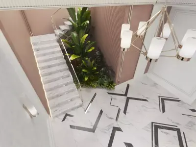 Realistic Luxury Lobby Modern Design  Marble Interior Scene 3D model