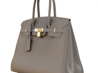 Hermes Birkin Bag Gray Leather Low-poly 3D model