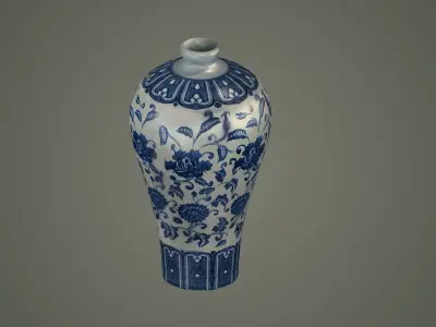 chinese china asian typical tableware furniture blue white vase 3D model