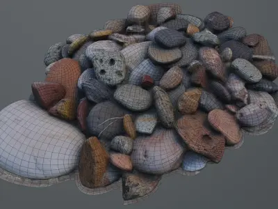 Beach Pebbles Free low-poly 3D model