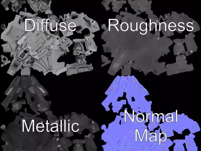 Stealth Starship model pack Low-poly 3D model