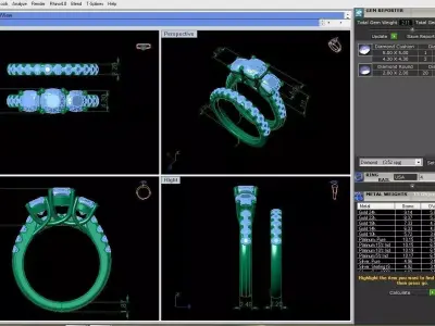 Three Stone Bridal Engagement Ring 3D model