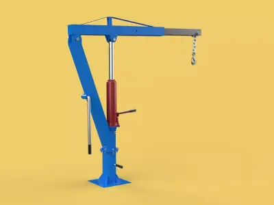 MINI WORKSHOP CRANE MANUAL WINCH HOOK PICKUP TRUCK JIB HYDRAULIC 3D model
