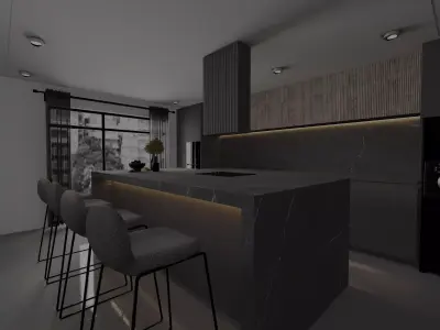 Modern kitchen002 Low-poly 3D model