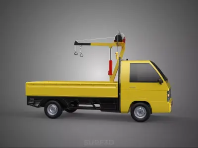 SMALL MINI COMPACT PICKUP TRUCK WINCH HOIST HYDRAULIC CRANE JIB 3D model