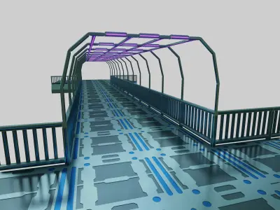SCIFI-Bridge-Type-5 bridge with railings 3D model