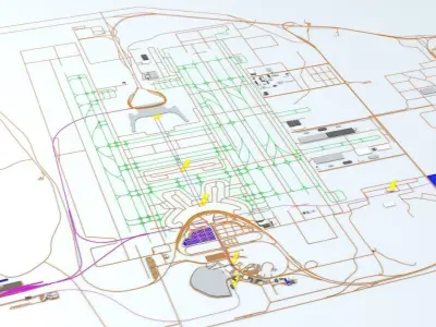 Seoul Incheon ICN Airport Roads Buildings and Public Transport 3D model