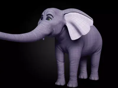 Cartoon Elephant Family Rigged Characters for Blender Low-poly 3D model