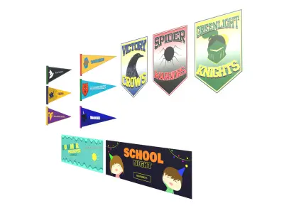 Generic Pennants and Banners Low-poly 3D model