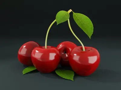 Fresh Cherry Low-poly 3D model