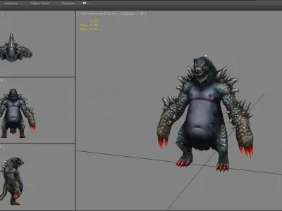 Godzilla - black bear monster Low-poly 3D model