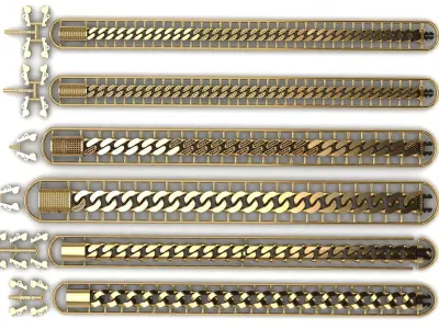 premium cuban bracelet  24 design stl 3D print model