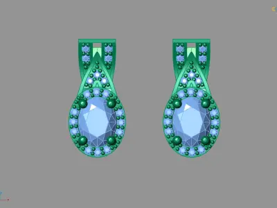 Women Earrings 3DM STL Womens Earring Renders 3D print models   3D print model 16