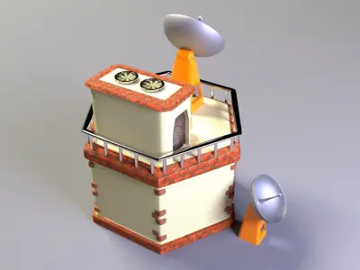 Scifi stylized headquarters 3D model