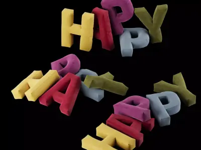 Happy pillow set 3D model