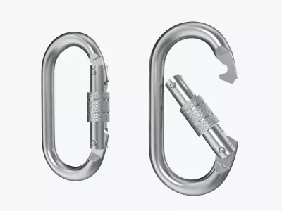 Climbing carabiners oval shape 3D model