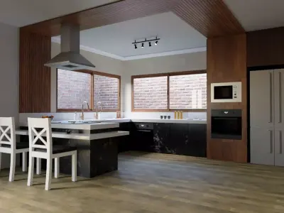 Modern Kitchen Interior By nikdox 3D model