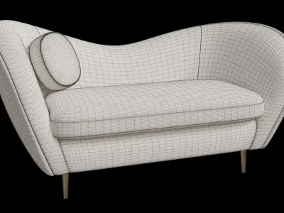2 Seater Smooth Curve Velvet Upholstered Sofa 3D model