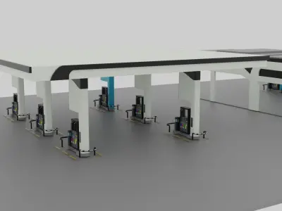 Gas station Low-poly 3D model