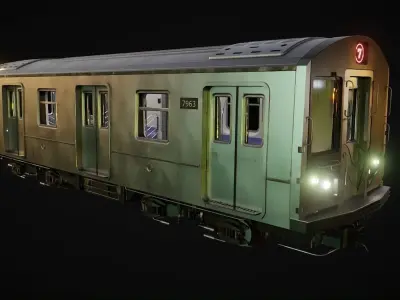 Subway Car Interior with Exterior Low-poly 3D model