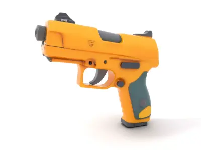 Vibrant Orange Pistol model pack Low-poly 3D model