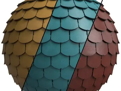 Roof Tile Materials 17- By 3 color Pbr By Sbsar 4k Low-poly 3D model