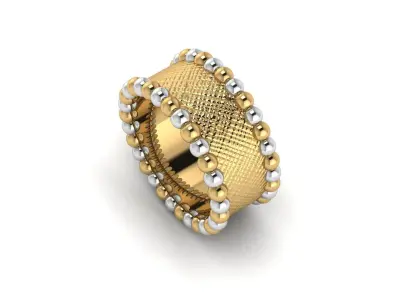 wide bead band ring Free 3D print model