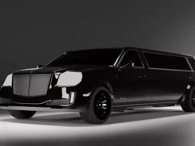 Obsidian LX Executive Black Limousine Car Low-poly 3D model