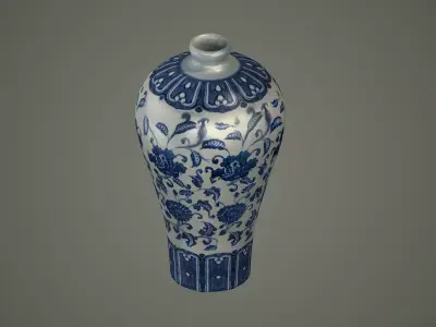 chinese china asian typical tableware furniture blue white vase 3D model
