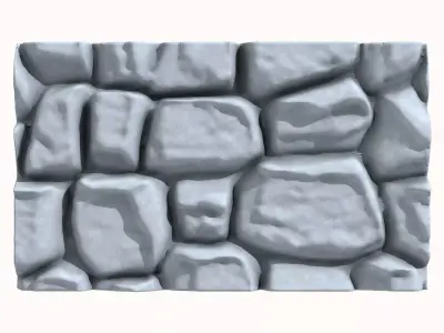 Granite Rock Face Defense Wall 3D model
