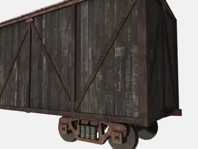 Wooden Box Car Low-poly 3D model