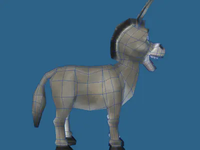 Cartoon of donkey Low-poly 3D model