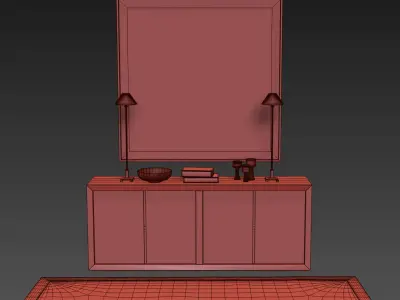 RECLAIMED RUSSIAN OAK PANEL 4-DOOR WOOD SIDEBOARD 3D model