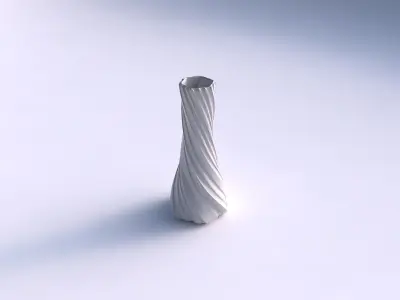 Vase twisted squeezed hexagon with smooth vertical ribbons  3D print model