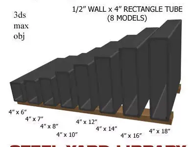 1 2in Wall x4in Rectangle Tube 3D model