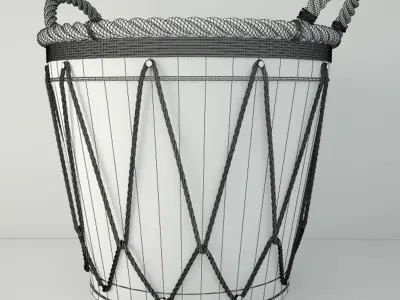 Assorted Metal Burlap Basket 3D model