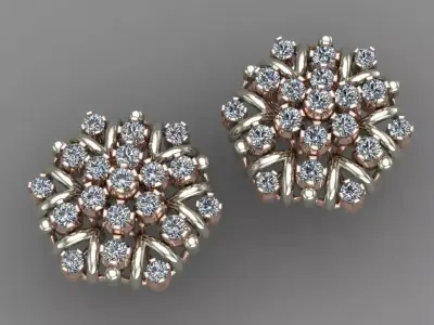  Rose Gold Diamond Earring 3D Print Model 3D print model