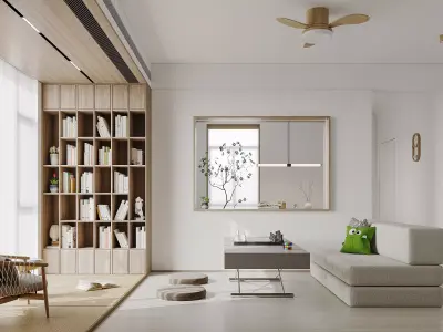 Modern living room dining room interior scenes 412 3D model