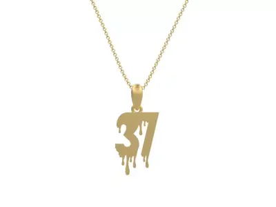 Model 1270 37 Bloody Terror Initial Number Pendant 3D print model