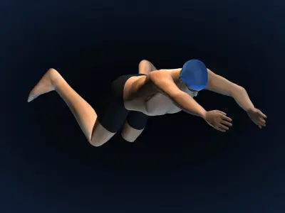 Swimming Man Frog Style Riged and Animated Low-poly 3D model