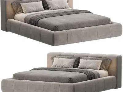 Italian light luxury fabric bed 3D model