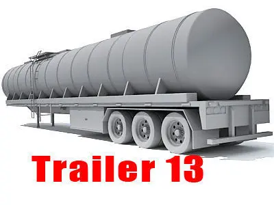 Set of Truck 4 Trailers 3D model