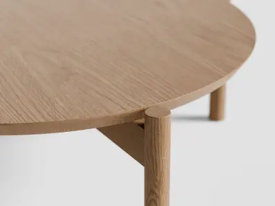 Coffee table round oak Low-poly 3D model